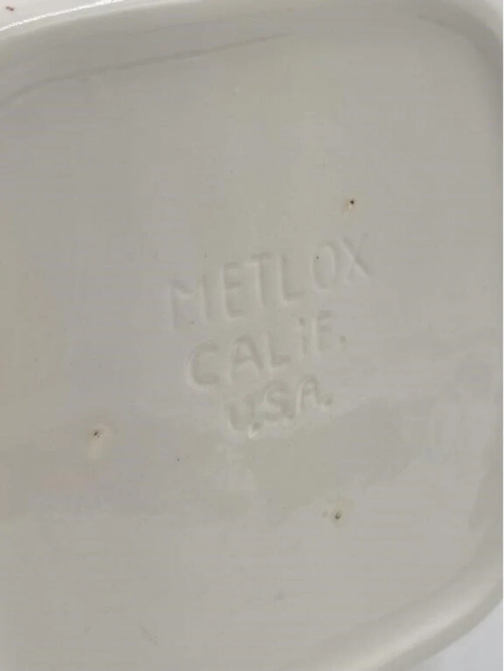 Metlox California Pottery Cookie Jar Vintage Country Heart Blue Canister White